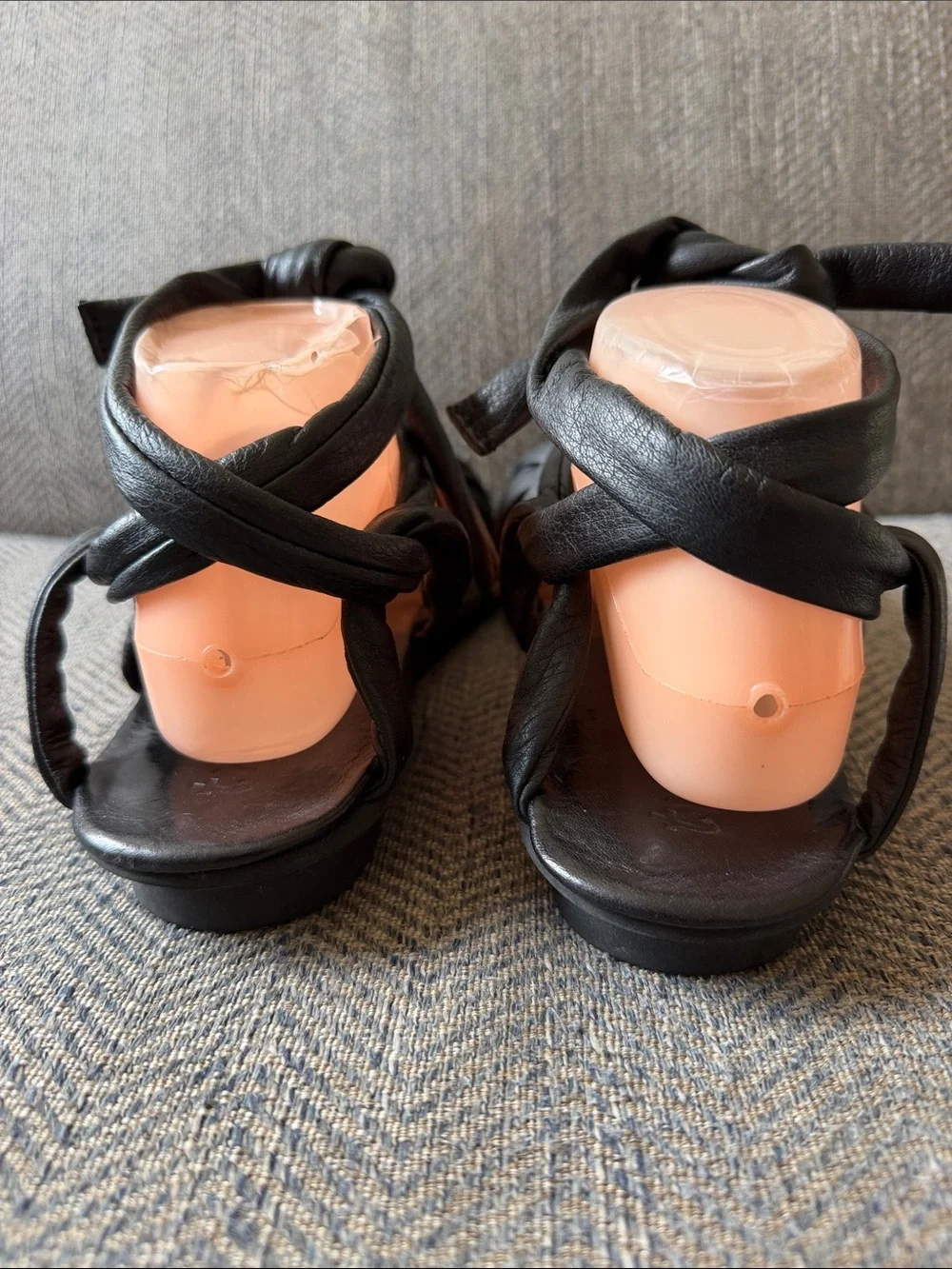 TRIPPEN | Gossamer Lust Black Leather Sandals Size: 40